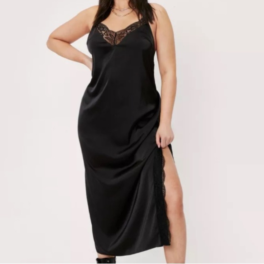Nasty Gal Lace Trim Midi Slip Dress